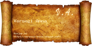 Versegi Anna névjegykártya